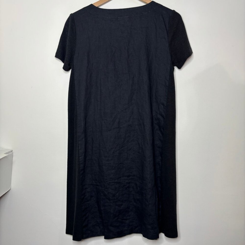 J.Jill Dress Women's Small Black Pure Jill Linen Blend Short Sleeve Lagenlook - Picture 9 of 13